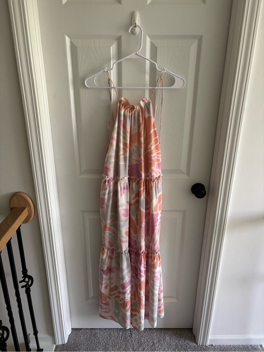 The Impeccable Pig Pink and Peach Tie-Dye Midi Dress